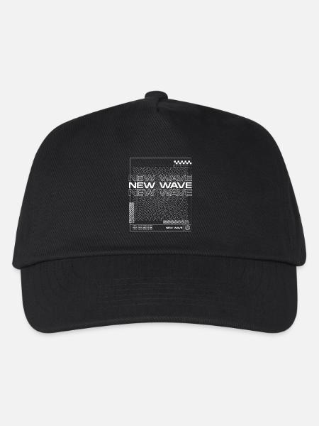 New Wave Musik Linie Abstraktes Design - Kinder Basecap - Schwarz
