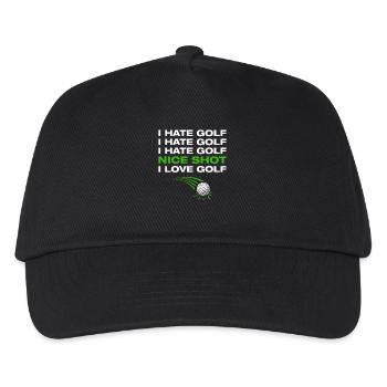I love golf Golfer Golf Golfen - Kinder Basecap - Schwarz - Vorne