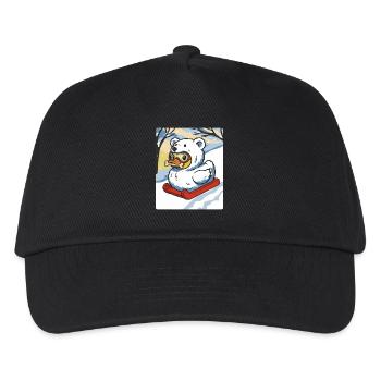 Winter Snowmobile with Talking Duck Bear Costume - Kids’ Baseball Cap - black - Front