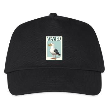 Wanted Möwe Mit Pommes - Kinder Basecap - Schwarz - Vorne