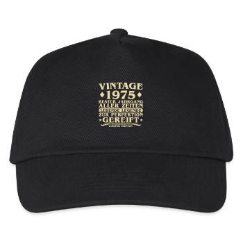 Vintage 1975 Jahrgang geboren 50 Jahre - Kinder Basecap - Schwarz - Vorne