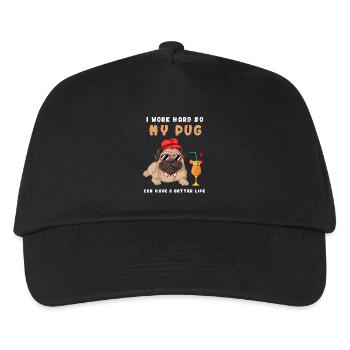 Je travaille dur mon carlin - Casquette de baseball Enfant - noir - Devant
