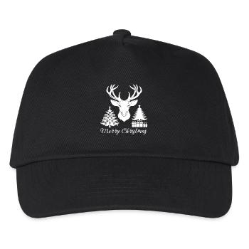 Elegantes Weihnachtsdekor mit Rentieren und Tannen - Kinder Basecap - Schwarz - Vorne