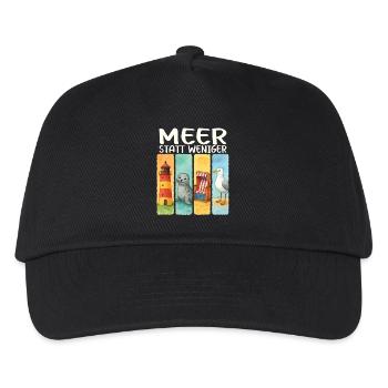 Moin Leuchtturm Robbe Strandkorb Möwe Küste - Kinder Basecap - Schwarz - Vorne