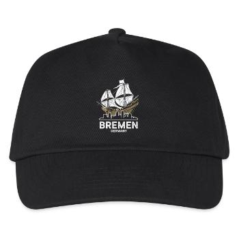 Historische Bremer Hansekogge & Skyline - Kinder Basecap - Schwarz - Vorne