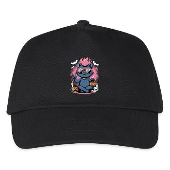 Neon Halloween hangover with pumpkin scene - Kids’ Baseball Cap - black - Front