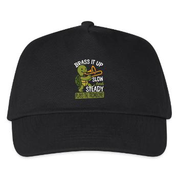 Brass Band Trombonist Turtle Playing Trombone - Kids’ Baseball Cap - black - Front