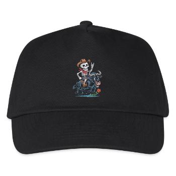 Skeleton Cowboy Rodeo on Wildebeest - Kids’ Baseball Cap - black - Front