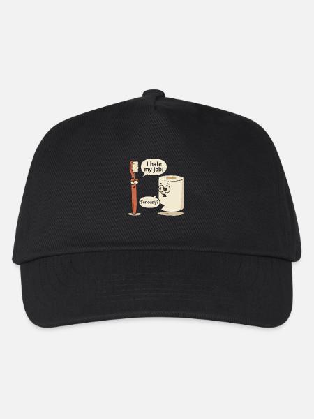 Brosse à dents drôle et papier toilette dessin animé - Casquette de baseball Enfant - noir