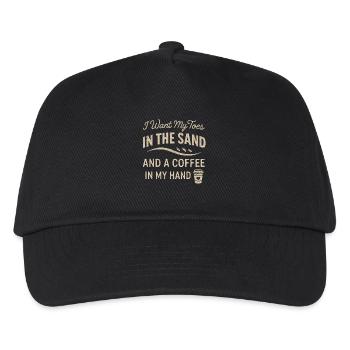 Je veux mes orteils dans le sable et un café en m - Casquette de baseball Enfant - noir - Devant