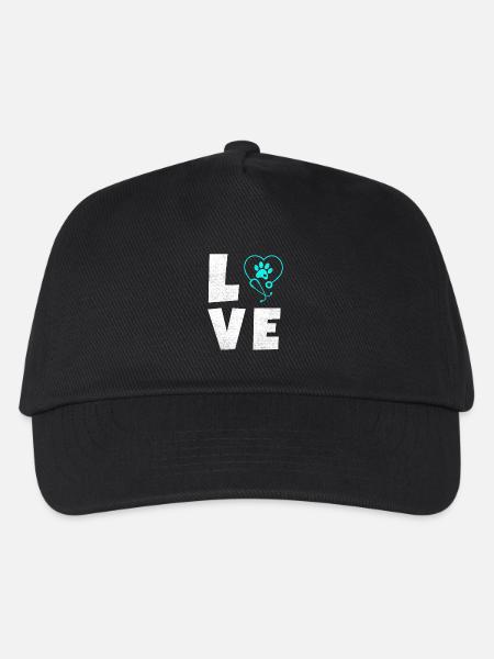 Tierliebe Logo mit Pfotenherz - Kinder Basecap - Schwarz