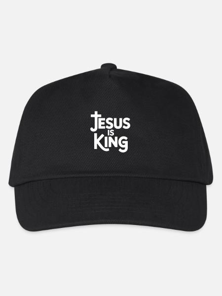 Jesus Is King Christlich Kreuz Glaube - Kinder Basecap - Schwarz