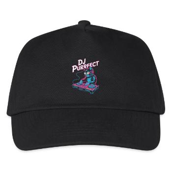 DJ PURRRFECT Katze DJ Mit Mischpult Rave - Kinder Basecap - Schwarz - Vorne