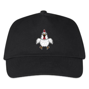 Huhn verrückt Hühner Geflügel Hahn Gockel Henne - Kinder Basecap - Schwarz - Vorne