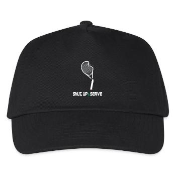 Shut Up & Serve – Lustiges Tennis Design - Kinder Basecap - Schwarz - Vorne
