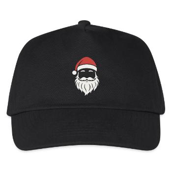 Weihnachtsmann Gesicht T-Shirt  Lustig XMAS Santa - Kinder Basecap - Schwarz - Vorne