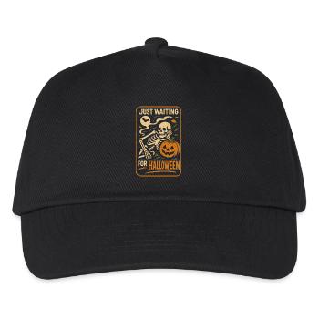 Juste En Attendant Alloween, Squelette, Citrouille - Casquette de baseball Enfant - noir - Devant