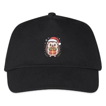 Christmas hedgehog with hat and parcel - Kids’ Baseball Cap - black - Front