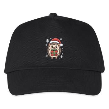 Weihnachtsigel Mit Nikolausmütze Und Paket - Kinder Basecap - Schwarz - Vorne