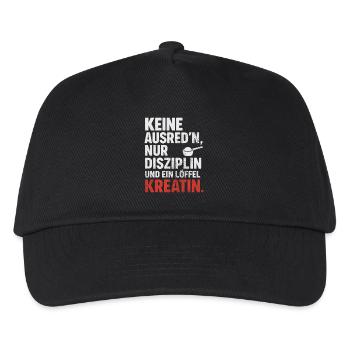 Keine Ausreden: Disziplin und Kreatin - Kinder Basecap - Schwarz - Vorne