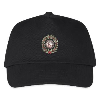 Christmas hedgehog in holly wreath - Kids’ Baseball Cap - black - Front