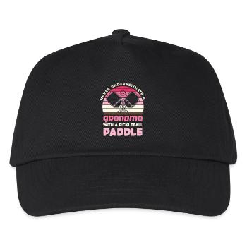 Oma mit Pickleball-Paddel Retro - Kinder Basecap - Schwarz - Vorne