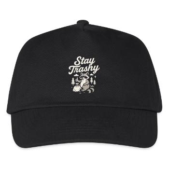 Bleib trashig Waschbär Humor Meme Zitat T-Shirt - Kinder Basecap - Schwarz - Vorne