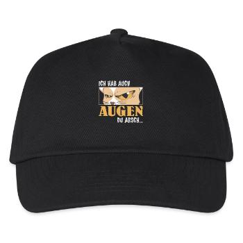 Malle ICH HAB AUCH AUGEN DU ARSCH Lustig - Kinder Basecap - Schwarz - Vorne