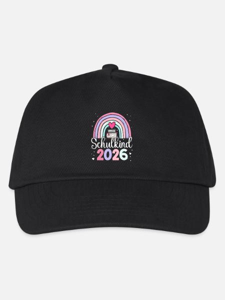 Schulkind 2026 Regenbogen - Kinder Basecap - Schwarz