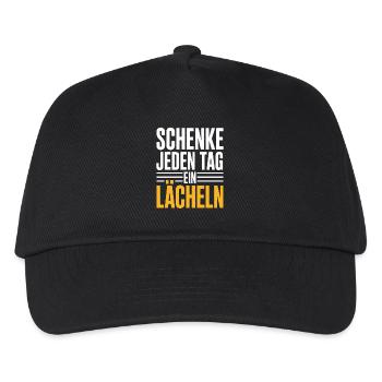 Schenke Jeden Tag Ein Lächeln – Positive Botschaft - Kinder Basecap - Schwarz - Vorne