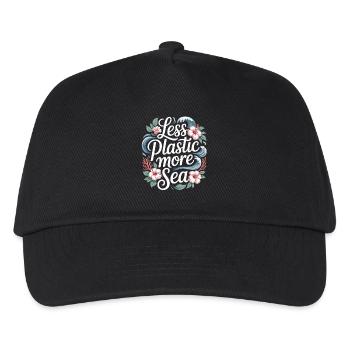 Less Plastic More Sea – Umwelt Design Blumen - Kinder Basecap - Schwarz - Vorne