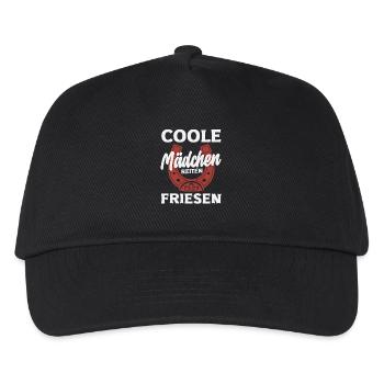 Coole Mädchen Friesen Pferdemädchen Reiten - Kinder Basecap - Schwarz - Vorne