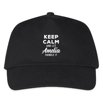 Keep Calm Lass Amelia das regeln Lustiger Spruch - Kinder Basecap - Schwarz - Vorne
