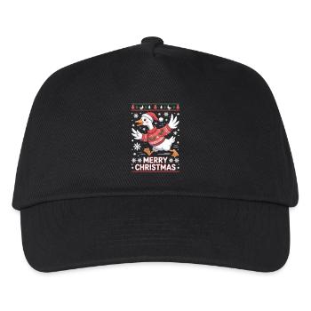 Weihnachtsgans im Pullover - Kinder Basecap - Schwarz - Vorne