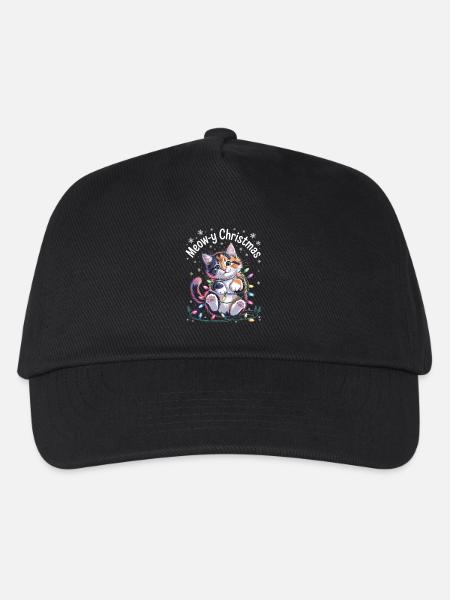Meow-y Christmas Niedliche Weihnachtskatze - Kinder Basecap - Schwarz