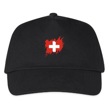 Flag of Switzerland, torn style - Kids’ Baseball Cap - black - Front