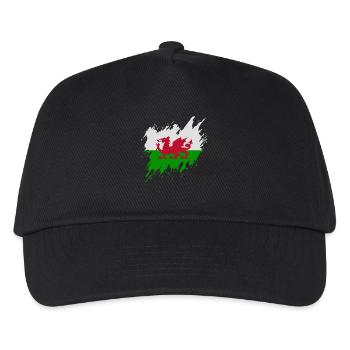 Flagge von Wales, Rissen-Stil - Kinder Basecap - Schwarz - Vorne