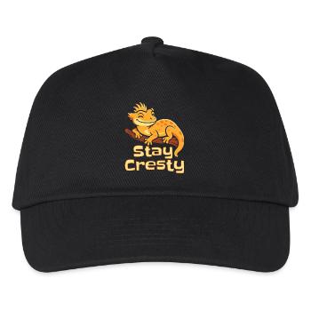 Schopfgecko Reptil Humor Eidechse - Kinder Basecap - Schwarz - Vorne