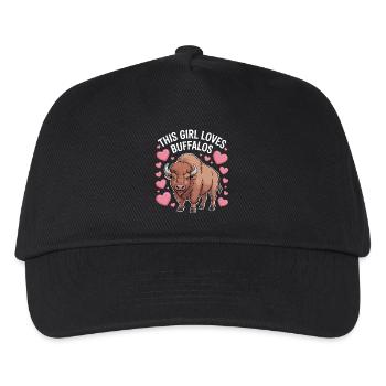 Büffel Spruch Mädchen Lustiges Büffel Geschenk - Kinder Basecap - Schwarz - Vorne