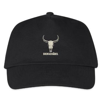 Bull's Head Skull with Horns - Thick Skull - Kids’ Baseball Cap - black - Front