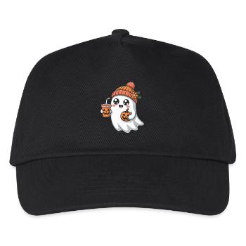 Halloween Kürbis Gewürz Latte Kawaii Geist mit - Kinder Basecap - Schwarz - Vorne