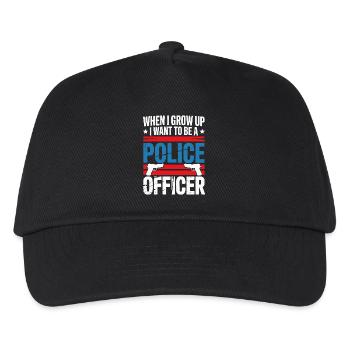 Wenn ich groß bin - Police Officer Design - Kinder Basecap - Schwarz - Vorne