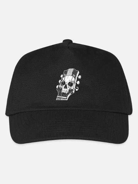 Totenkopf auf Gitarrenkopfplatte - Kinder Basecap - Schwarz
