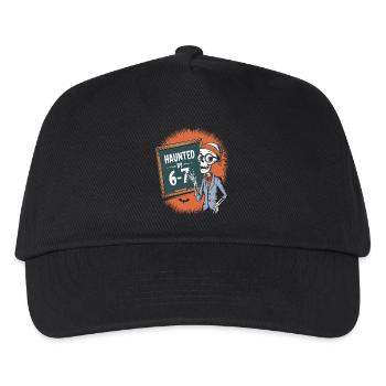 Spuk-Skelett-Design mit Kreidetafel und Fledermäusen - Kinder Basecap - Schwarz - Vorne