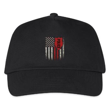 Drapeau de la police américaine insigne look vintage - Casquette de baseball Enfant - noir - Devant
