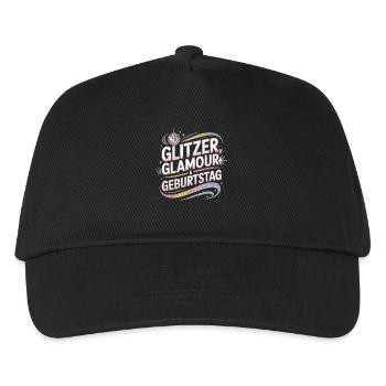 Glitzer Glamour Geburtstag Motiv - Kinder Basecap - Schwarz - Vorne