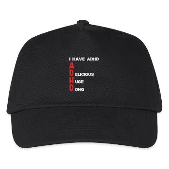 ADHD Schriftzug Vertikale Akzente - Kinder Basecap - Schwarz - Vorne