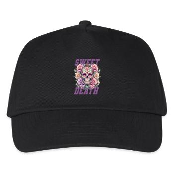 Blumen Schädel Schönheit Blühen - Kinder Basecap - Schwarz - Vorne