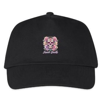 Blumen Schädel Schönheit Blühen - Kinder Basecap - Schwarz - Vorne