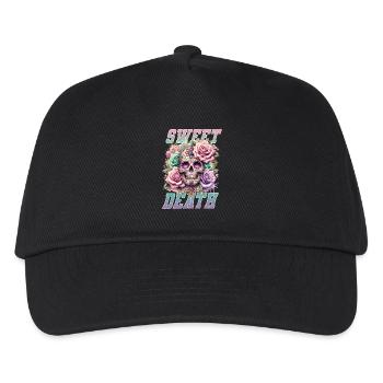 Blumen Schädel Schönheit Blühen - Kinder Basecap - Schwarz - Vorne